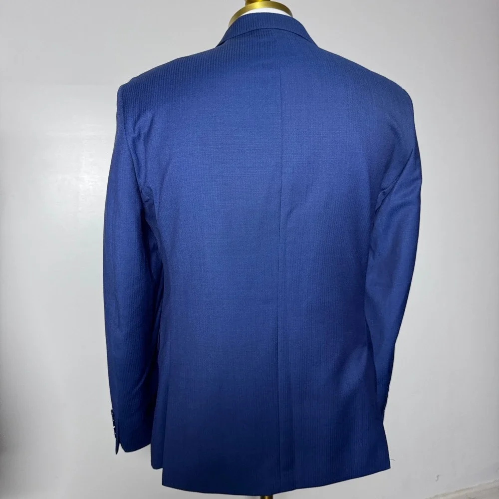 Calvin Klein Suit Mens 40S W32 Blue Solid Extreme Slim Fit 2-Button Wool